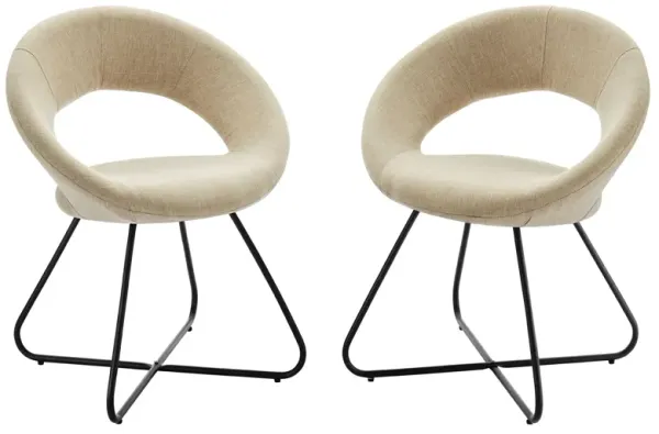 Nouvelle Upholstered Fabric Dining Chair Set of 2 by Modway Black Beige