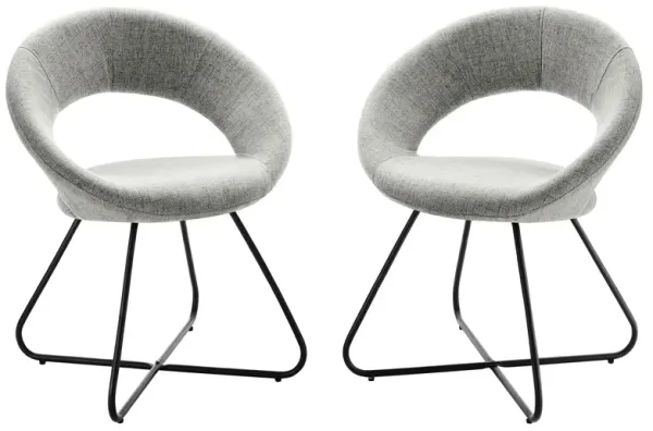 Nouvelle Upholstered Fabric Dining Chair Set of 2 by Modway Black Light Gray