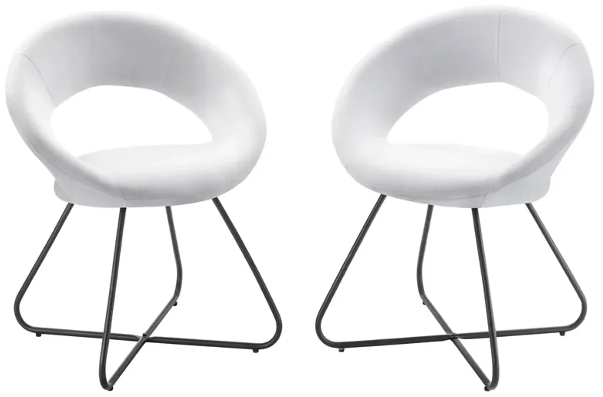 Nouvelle Upholstered Fabric Dining Chair Set of 2 by Modway Black White