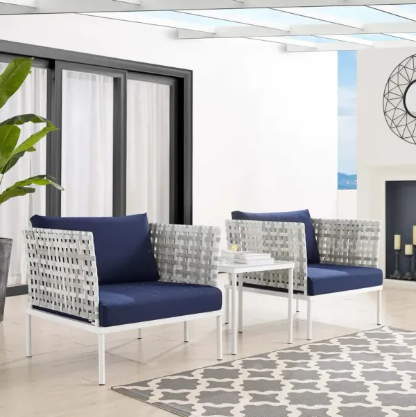 Harmony 3-Piece  Sunbrella® Basket Weave Outdoor Patio Aluminum Seating Set by Modway
