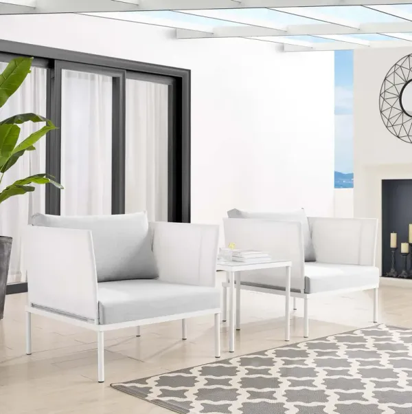 Harmony 3-Piece  Sunbrella® Outdoor Patio Aluminum Seating Set by Modway White Navy