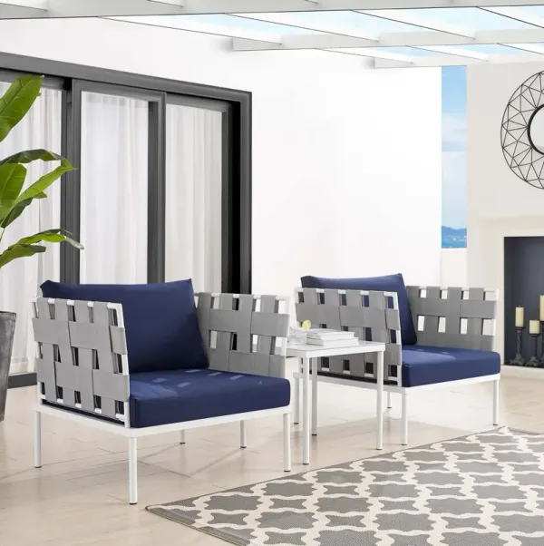 Harmony 3-Piece  Sunbrella® Outdoor Patio Aluminum Seating Set by Modway