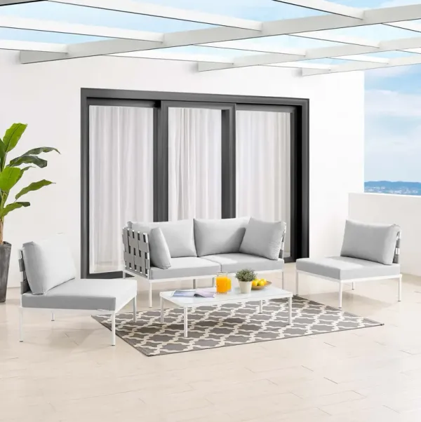 Harmony 4-Piece  Sunbrella® Outdoor Patio Aluminum Seating Set by Modway Gray Navy