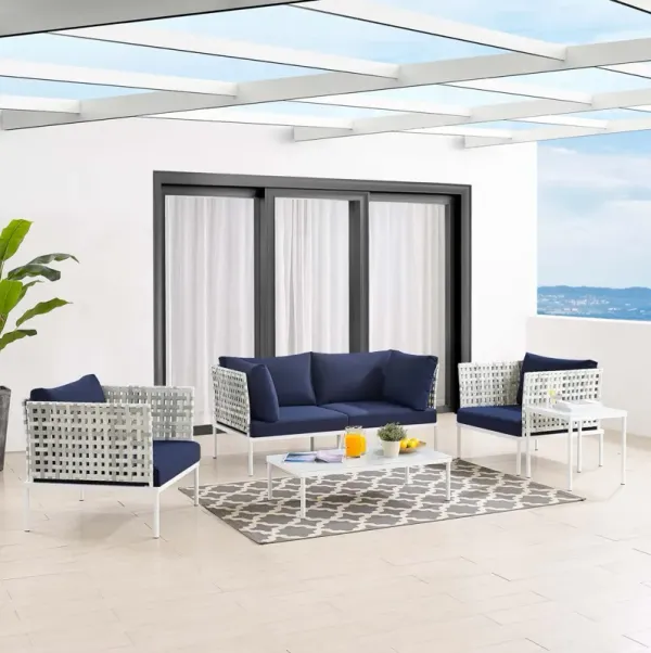 Harmony 5-Piece  Sunbrella® Basket Weave Outdoor Patio Aluminum Seating Set by Modway