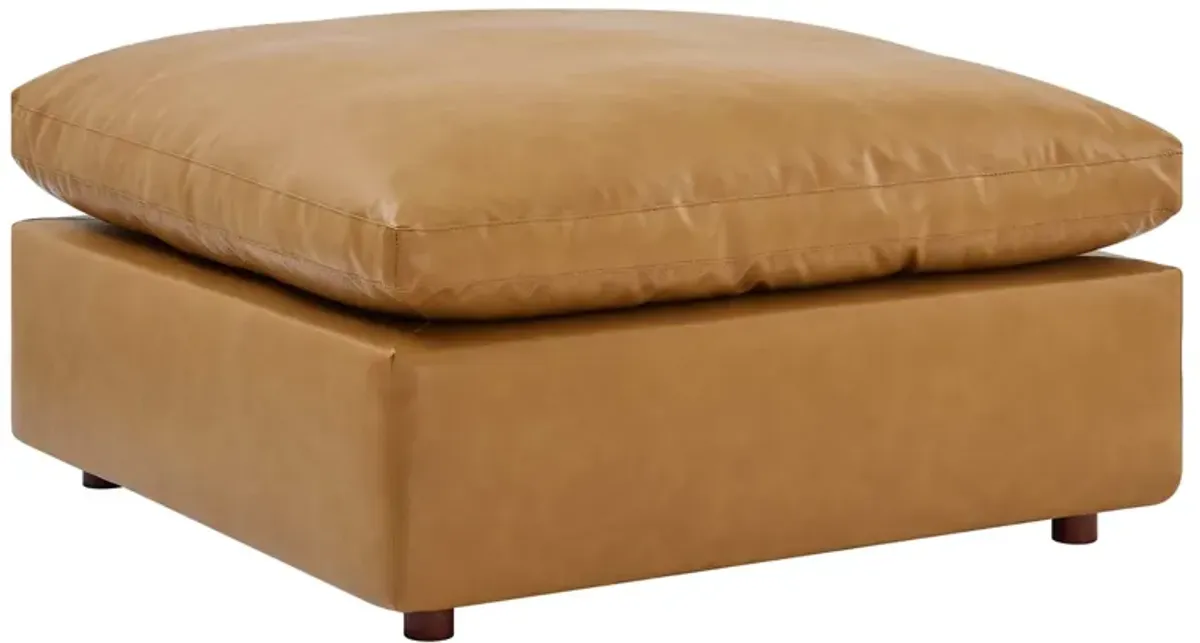 Commix Down Filled Overstuffed Vegan Leather Ottoman by Modway Tan