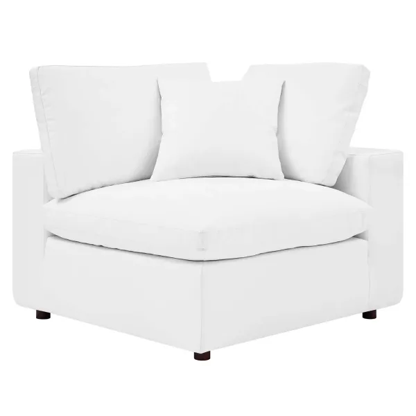 Commix Down Filled Overstuffed Vegan Leather Corner Chair by Modway White