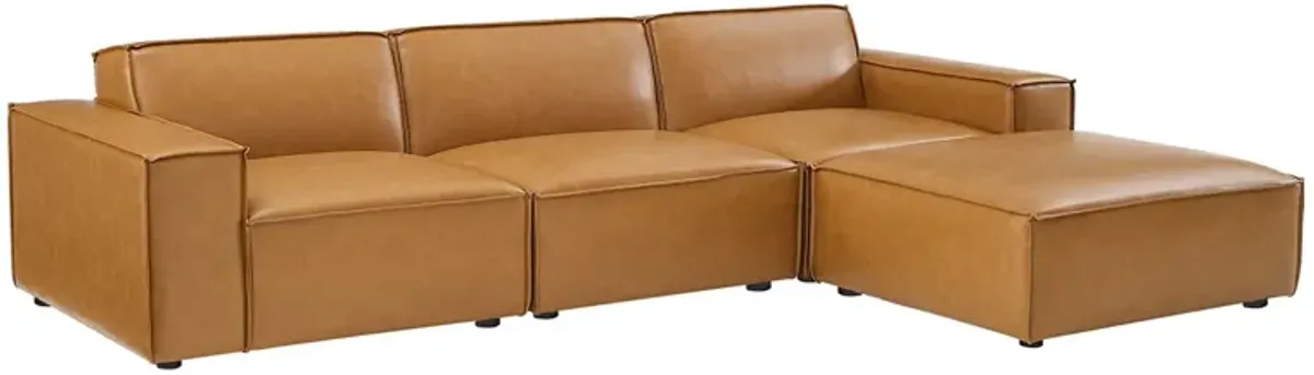 Restore 4-Piece Vegan Leather Sectional Sofa by Modway Tan