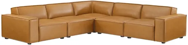 Restore 5-Piece Vegan Leather Sectional Sofa by Modway Tan