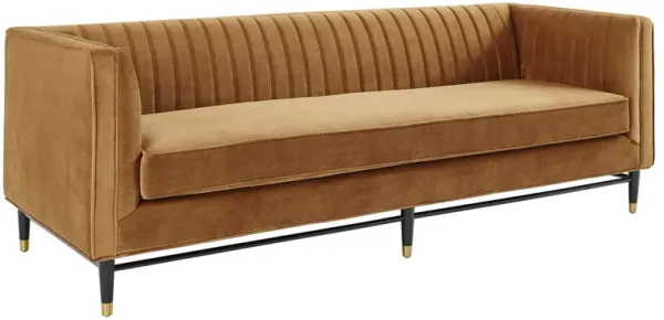 Devote Channel Tufted Performance Velvet Sofa by Modway Cognac