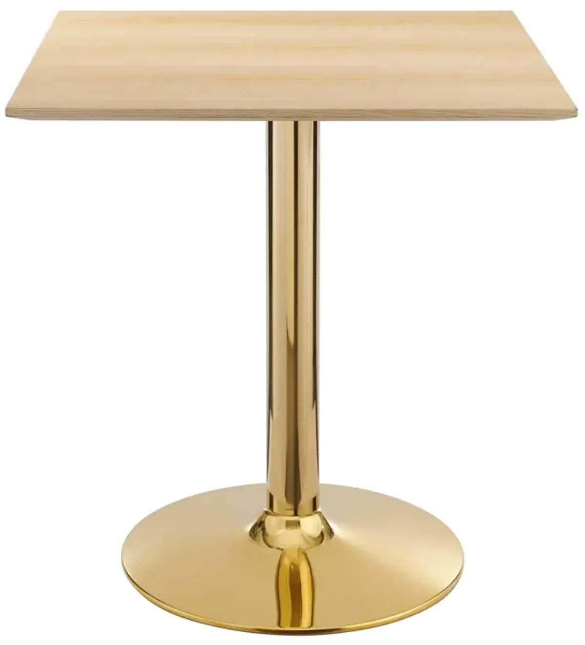 Verne 28" Square Dining Table by Modway Gold Natural