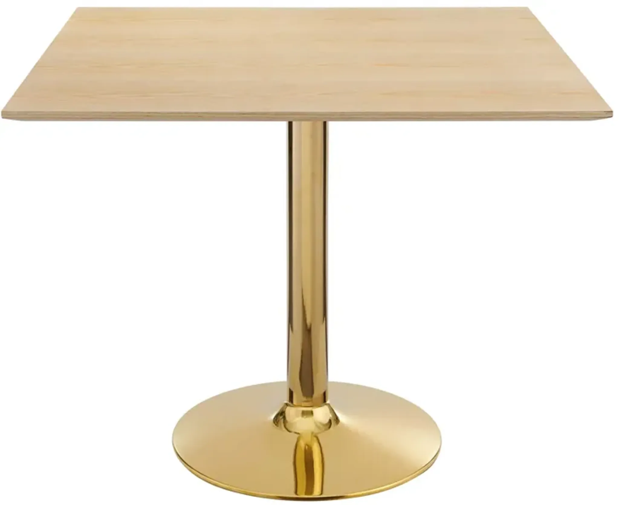 Verne 35 Square Dining Table By Modway Gold Natural Lexmod | Furniture.com