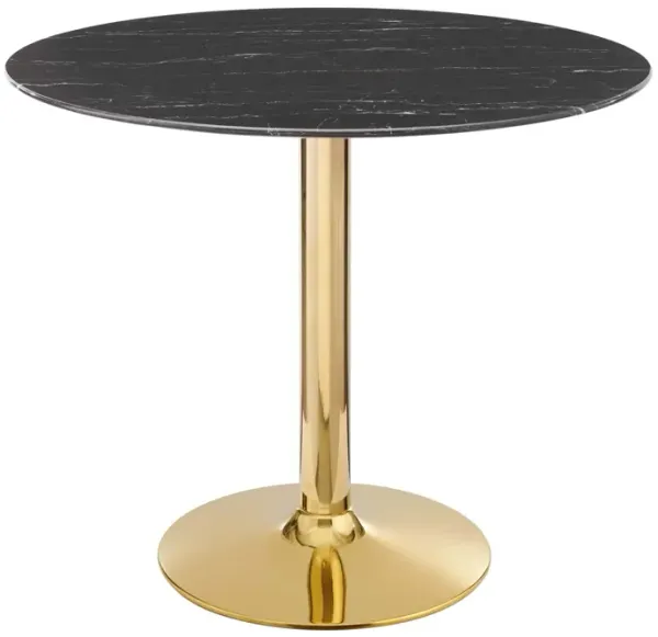 Verne 35" Artificial Marble Dining Table by Modway Gold Black