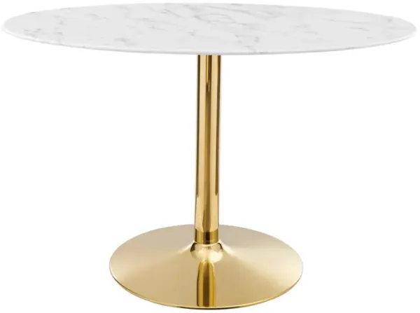 Verne 48" Oval Artificial Marble Dining Table by Modway Gold White