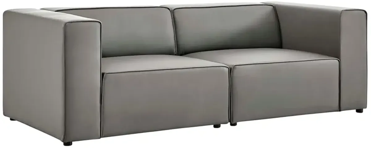 Mingle Vegan Leather 2-Piece Sectional Sofa Loveseat by Modway Gray