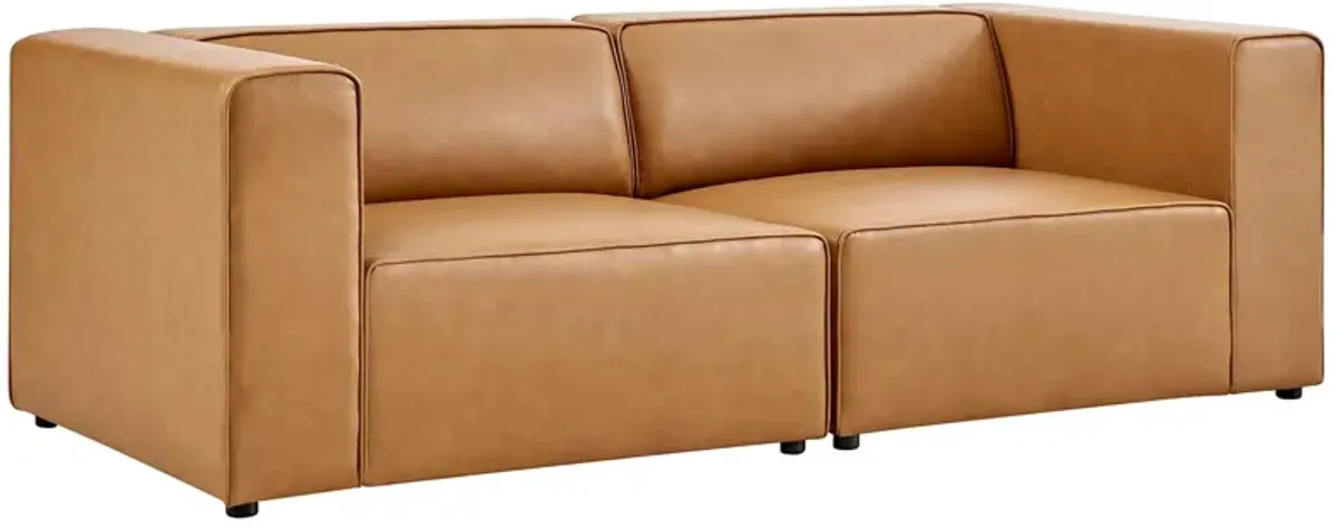 Mingle Vegan Leather 2-Piece Sectional Sofa Loveseat by Modway Tan