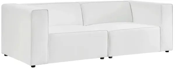 Mingle Vegan Leather 2-Piece Sectional Sofa Loveseat by Modway White