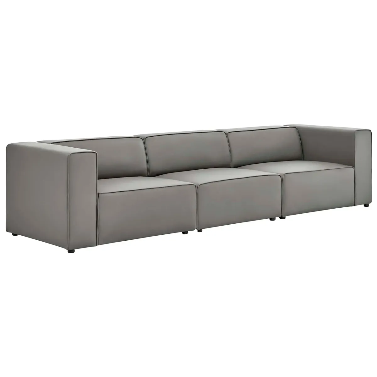 Mingle Vegan Leather 3-Piece Sectional Sofa by Modway Gray