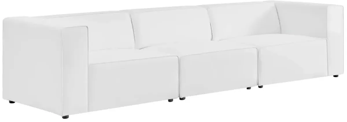 Mingle Vegan Leather 3-Piece Sectional Sofa by Modway White