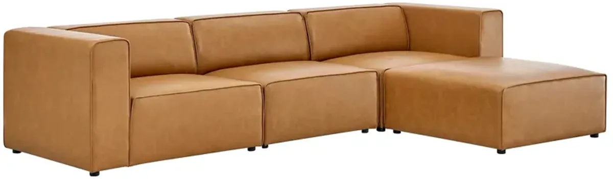 Mingle Vegan Leather Sofa and Ottoman Set by Modway Tan