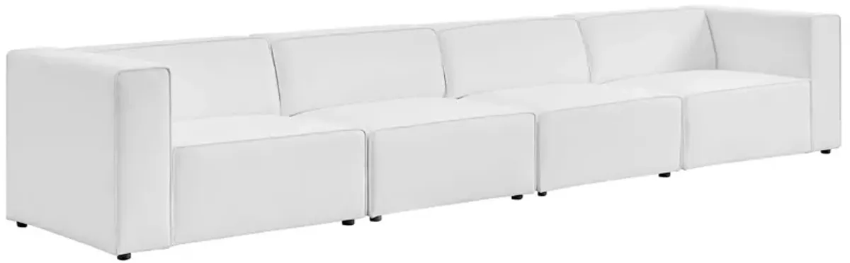 Mingle Vegan Leather 4-Piece Sectional Sofa by Modway White