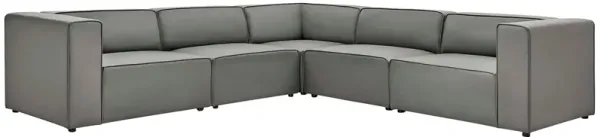 Mingle 5-Piece Vegan Leather Sectional Sofa by Modway Gray
