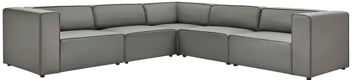 Mingle 5-Piece Vegan Leather Sectional Sofa by Modway Tan
