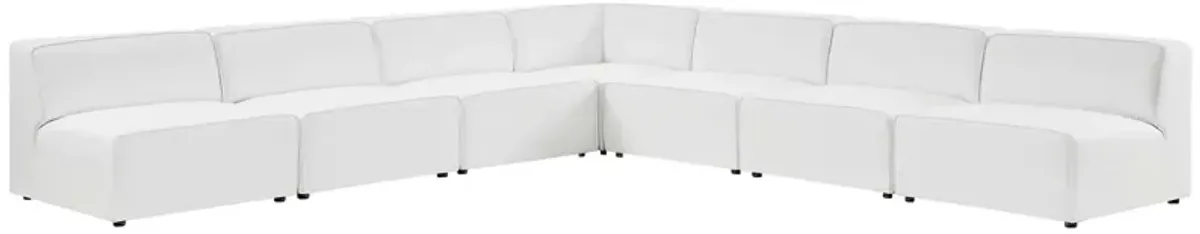 Mingle 7-Piece Vegan Leather Sectional Sofa by Modway White