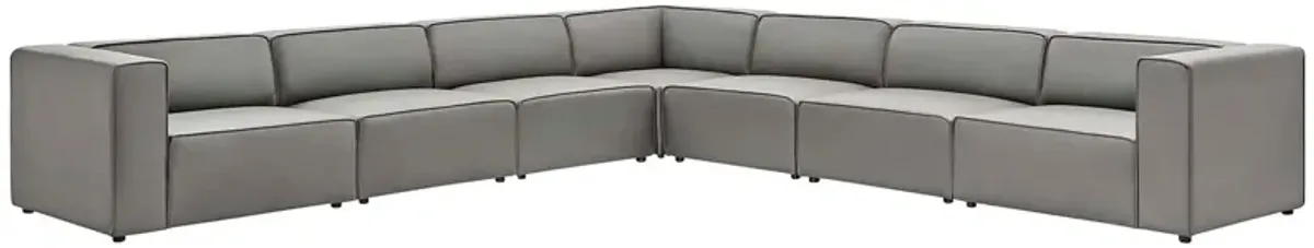Mingle 7-Piece Vegan Leather Sectional Sofa by Modway White