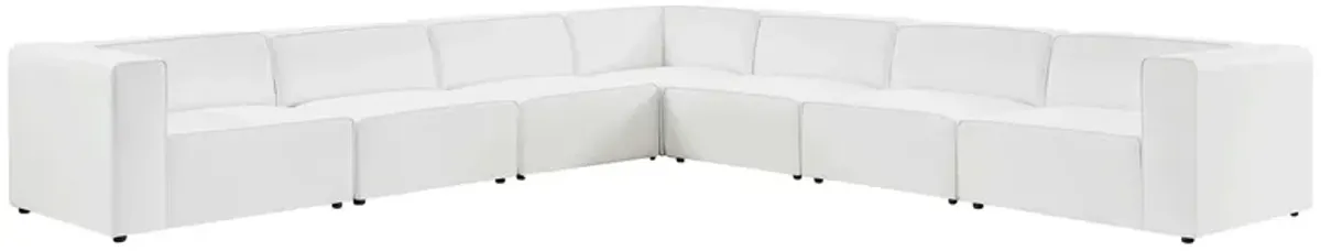 Mingle 7-Piece Vegan Leather Sectional Sofa by Modway White