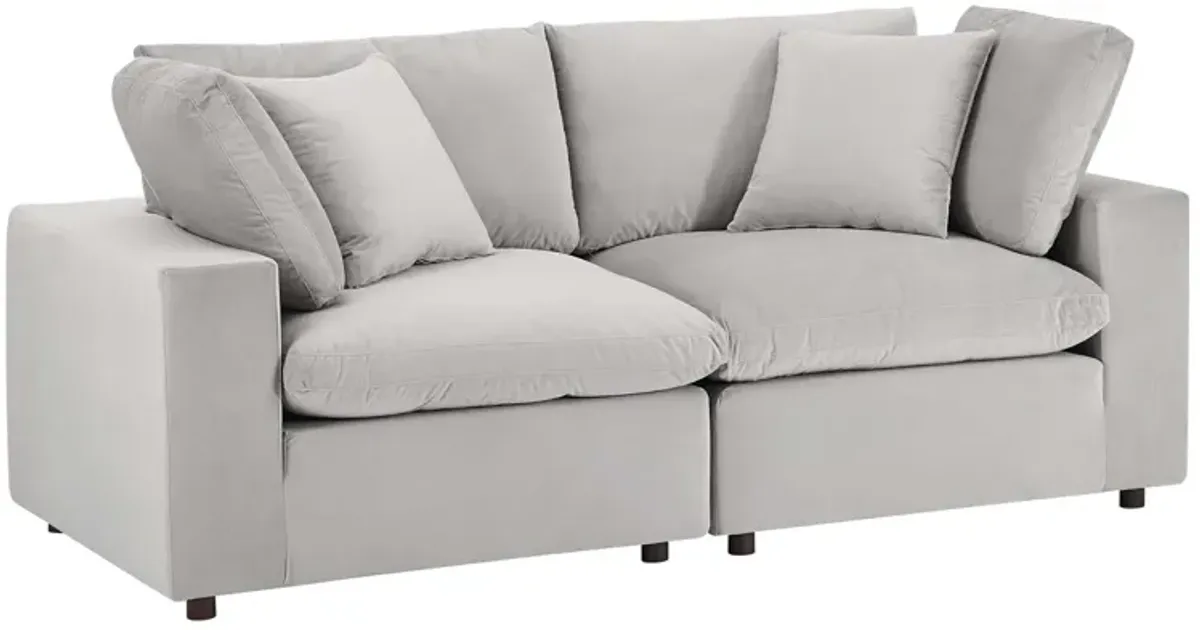 Commix Down Filled Overstuffed Performance Velvet Loveseat by Modway Light Gray