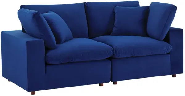 Commix Down Filled Overstuffed Performance Velvet Loveseat by Modway Navy