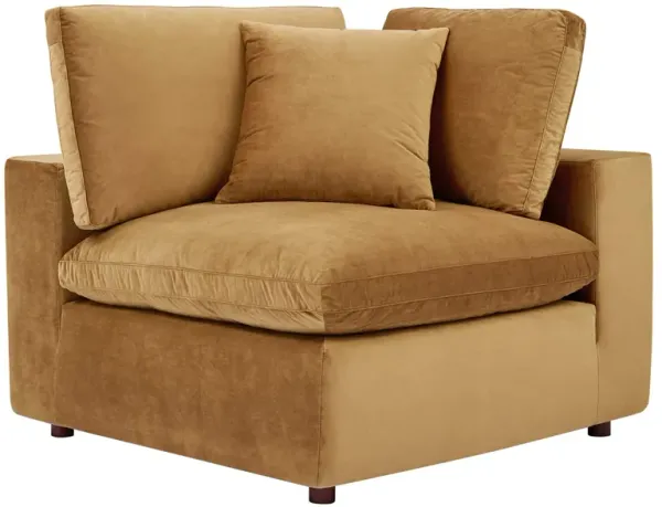 Commix Down Filled Overstuffed Performance Velvet 3-Seater Sofa by Modway Cognac