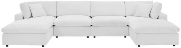 Commix 6-Piece Down Filled Overstuffed Performance Velvet Sectional Sofa by Modway White