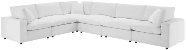 Commix 6-Piece Down Filled Overstuffed Performance Velvet Sectional Sofa by Modway White