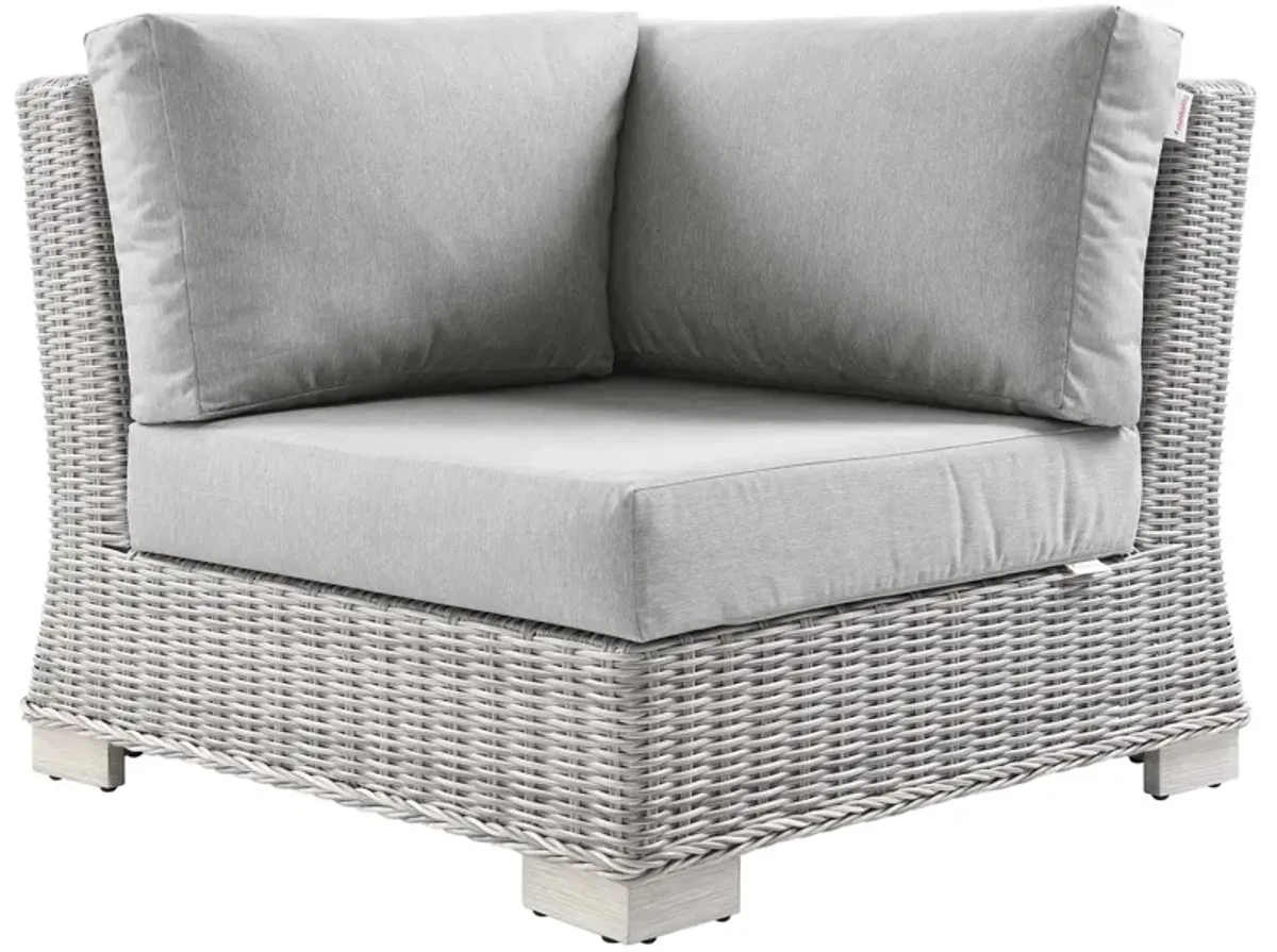 Conway Outdoor Patio Wicker Rattan Corner Chair by Modway Light Gray Navy