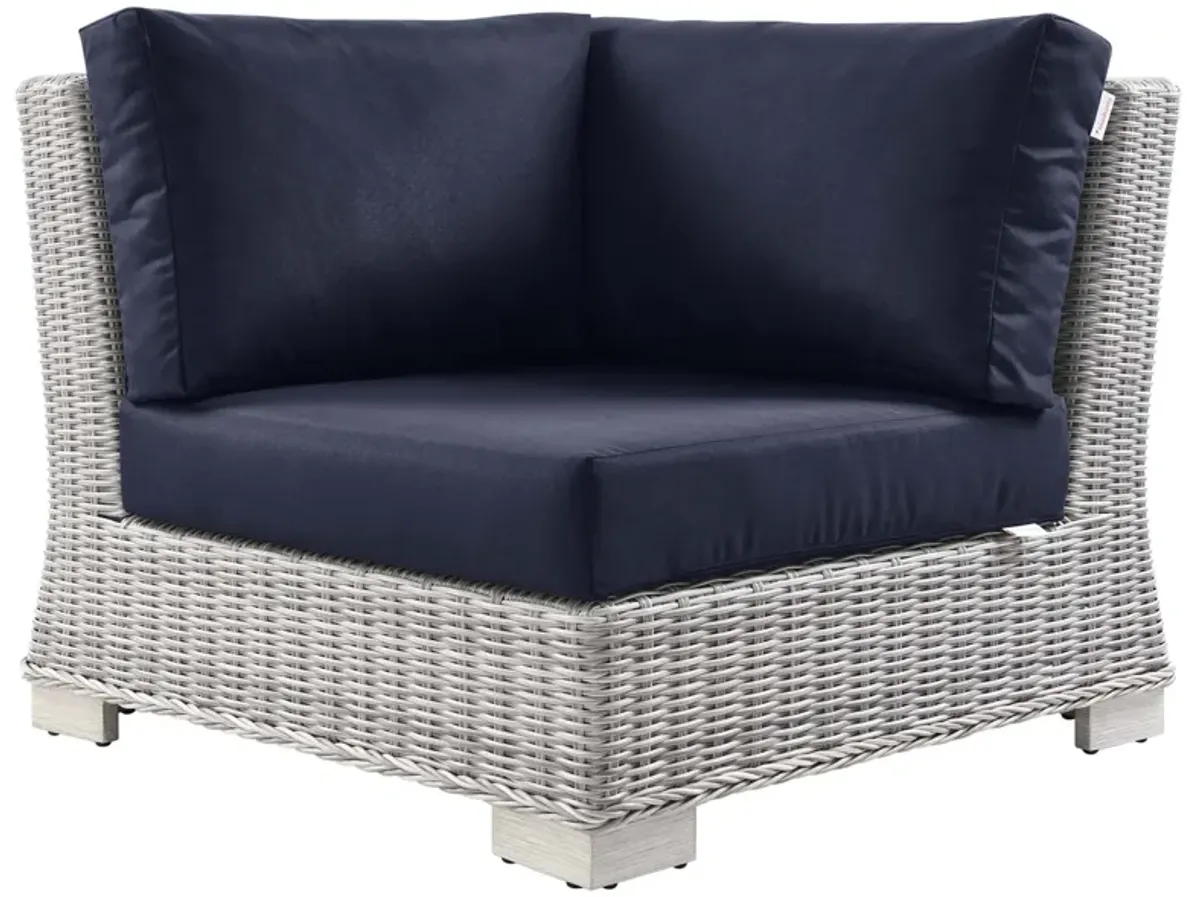 Conway Outdoor Patio Wicker Rattan Corner Chair by Modway Light Gray Navy