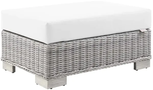 Conway Outdoor Patio Wicker Rattan Ottoman by Modway Light Gray White