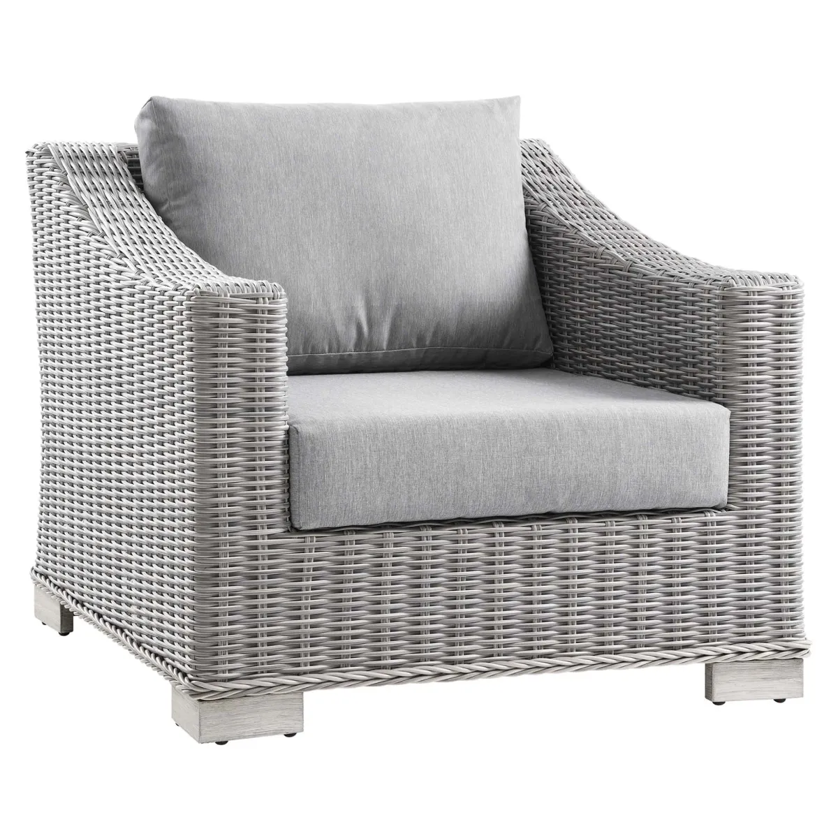 Conway Outdoor Patio Wicker Rattan Armchair by Modway Light Gray Light Blue
