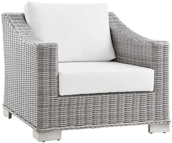 Conway Outdoor Patio Wicker Rattan Armchair by Modway Light Gray White