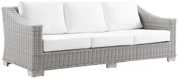 Conway Outdoor Patio Wicker Rattan Sofa by Modway Light Gray White