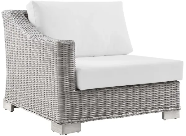 Conway Outdoor Patio Wicker Rattan Left-Arm Chair by Modway Light Gray White