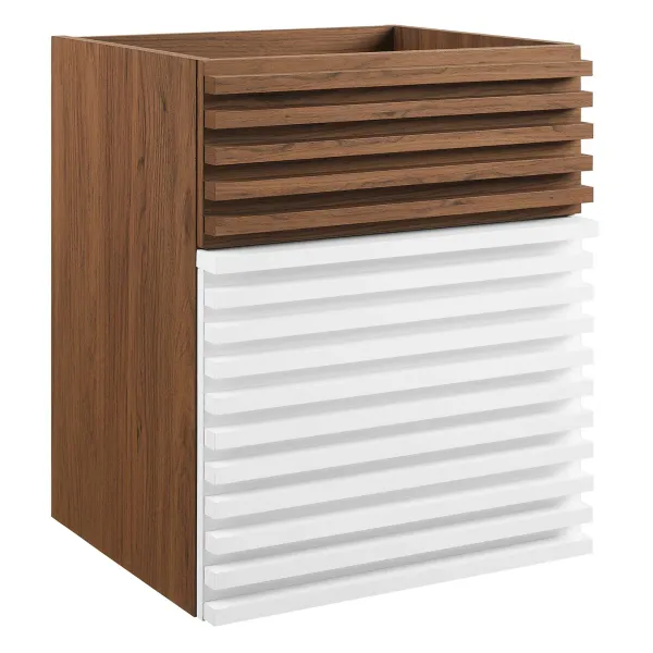Render Wall-Mount Bathroom Cabinet Basin Not Included by Modway 18" / White Walnut
