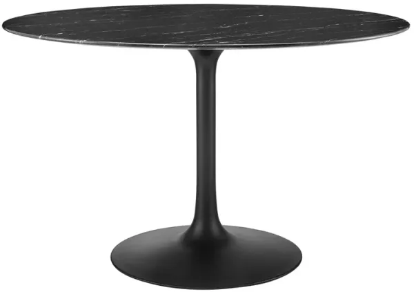 Lippa Round 48" Dining Table by Modway Faux Marble / Black Black