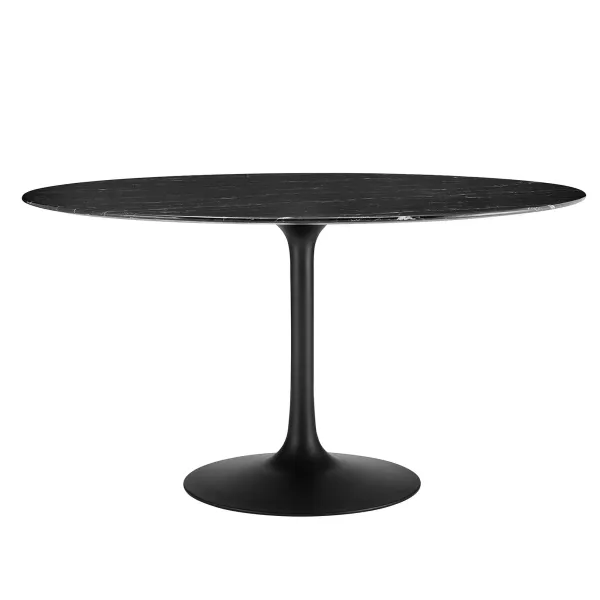 Lippa Round 54" Dining Table by Modway Faux Marble / Black Black