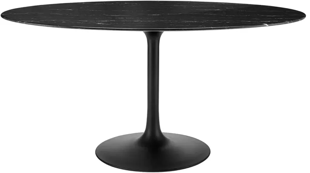 Lippa Oval Artificial Marble Dining Table by Modway 60" / Black Black