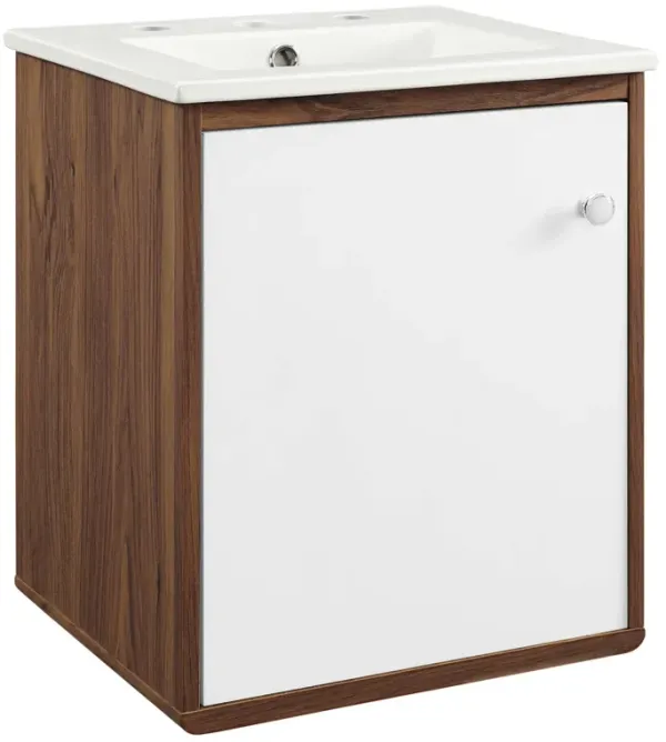 Transmit Wall-Mount Bathroom Vanity Basin Included by Modway 18" / Walnut White