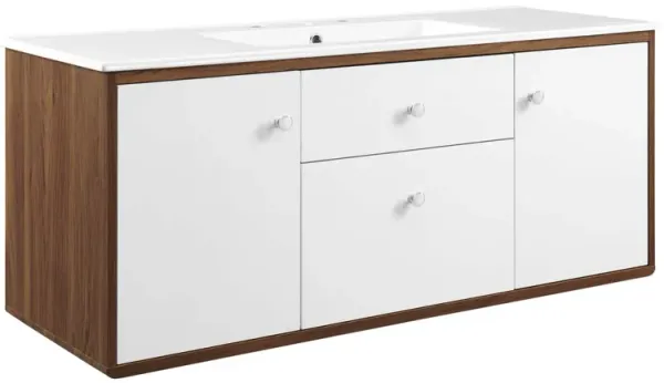 Transmit Wall-Mount Bathroom Vanity Basin Included by Modway 48" Single / Walnut White