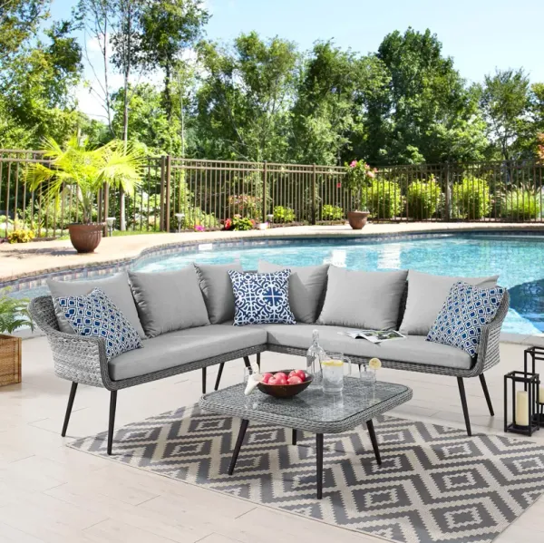 Endeavor Outdoor Patio Wicker Rattan Wicker Rattan Seating Set by Modway Gray Gray