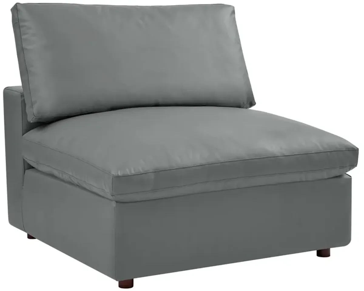 Commix Down Filled Overstuffed Vegan Leather 3-Seater Sofa by Modway Gray