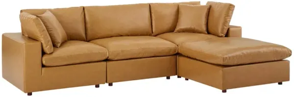 Commix 4-Piece Down Filled Overstuffed Vegan Leather Sectional Sofa by Modway Tan